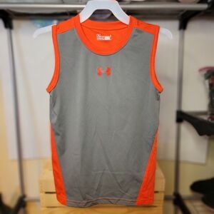 Under Armour Heat Gear Boys Tank - Size 6 - Orange & Dark Grey